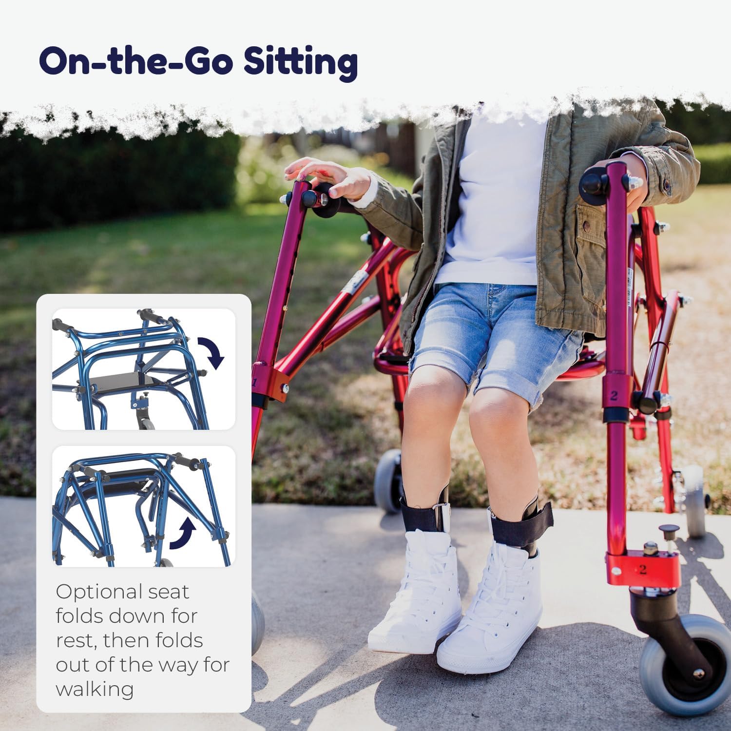 Inspired by Drive KA2200-2GKB Nimbo Posterior Walker, Knight Blue | Pediatric Posterior Walker Offers Lightweight, Adjustable Support to Help Children Build Walking Confidence