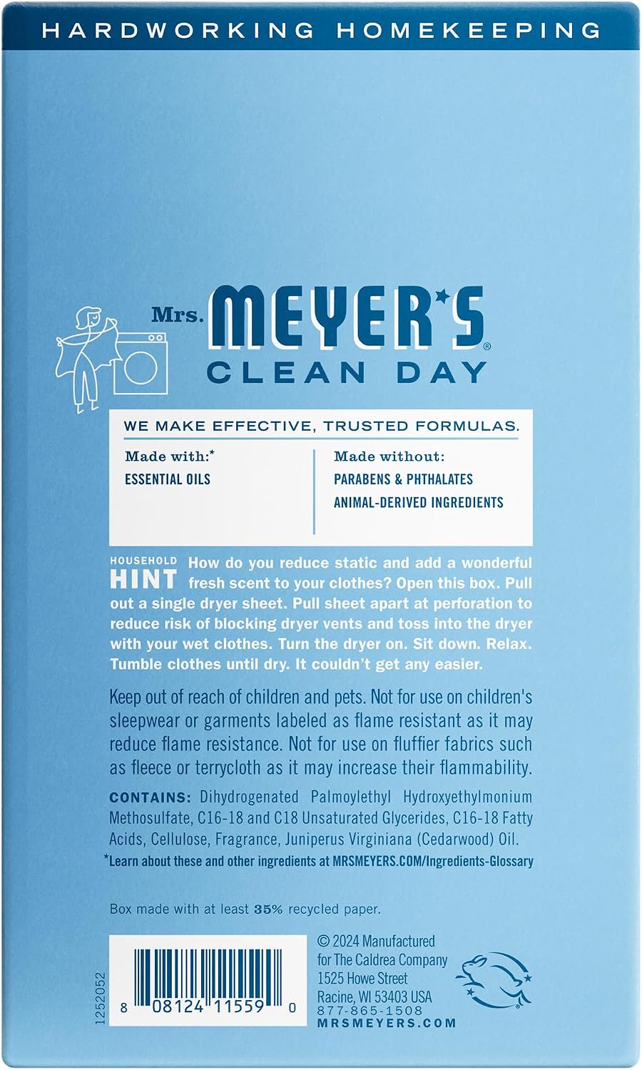 MRS. MEYER'S CLEAN DAY Dryer Sheets, Lavender, 80 ct