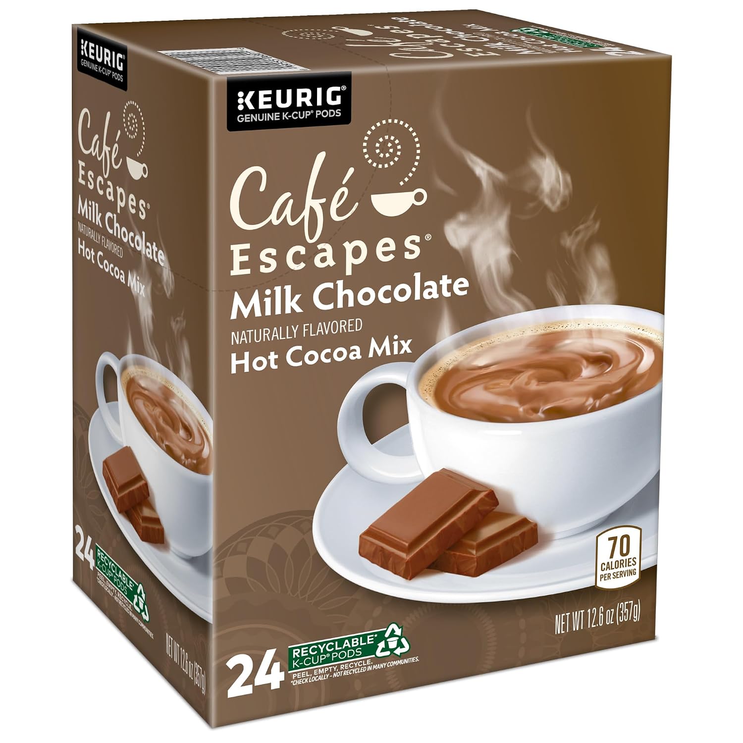 Cafe Escapes Milk Chocolate Hot Cocoa Keurig Single-Serve K-Cup Pods, 96 Count