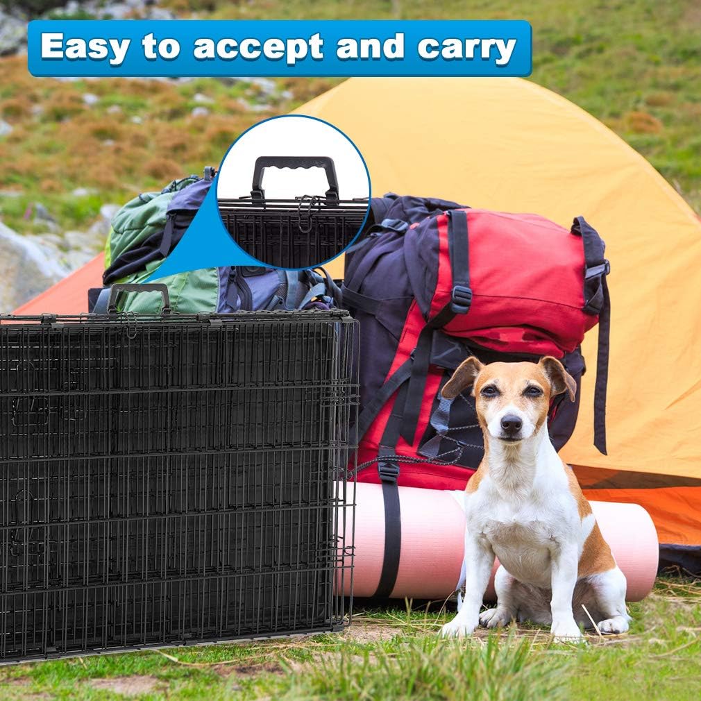 BestPet | Dog Crate | 48" | Black | Foldable Metal Kennel with Double Doors