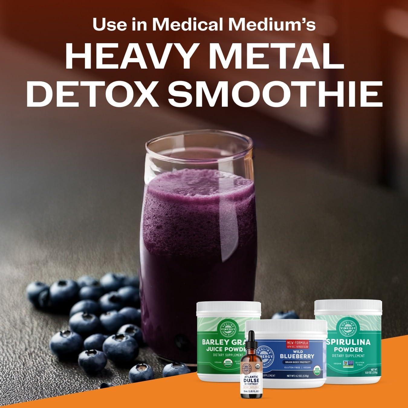Vimergy Wild Blueberry Powder, Non-GMO, Vegan, Organic, 250g, 62 Servings | Antioxidant Used in Heavy Metal Detox Smoothie, Protects Brain Cells*, Gluten-Free