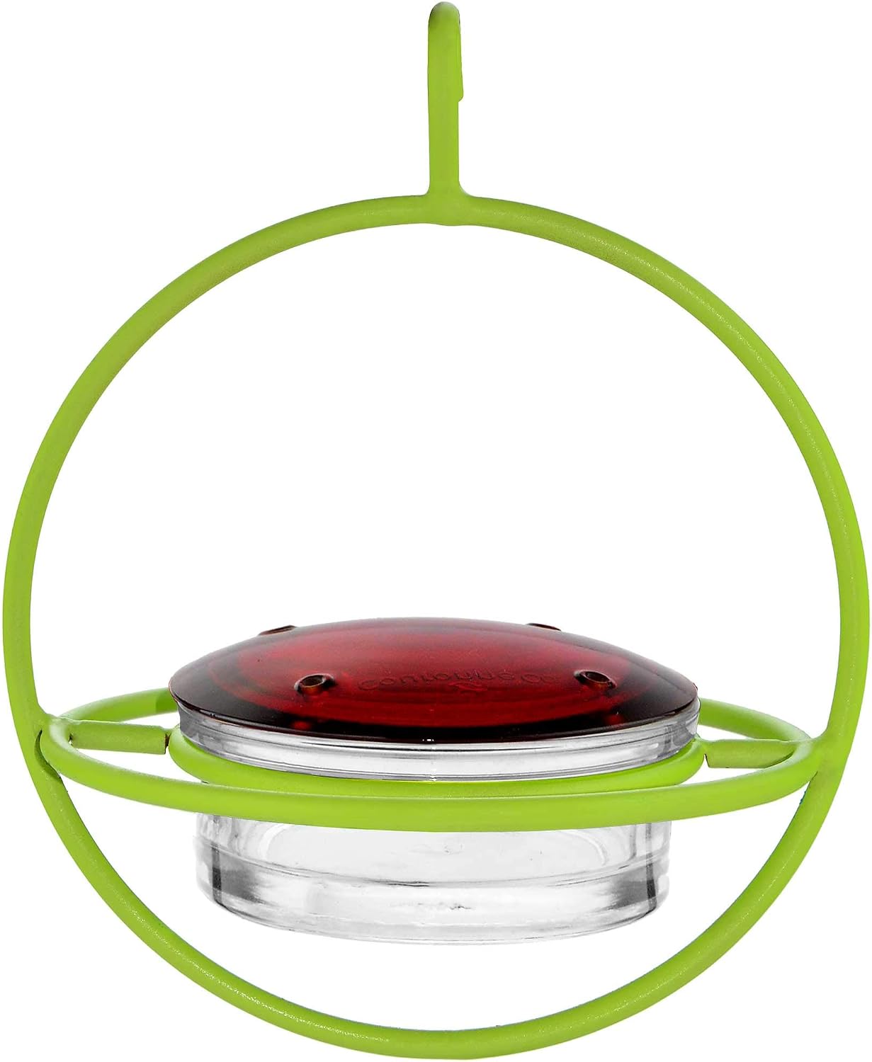 Hummingbird Feeder for Outdoors Hanging, 3.4 OZ Hummingbird Feeders, Glass Bowl with 4 Feeding Ports, Leak Proof Lid & Circular Perch, Bird Feeder (1, Red)