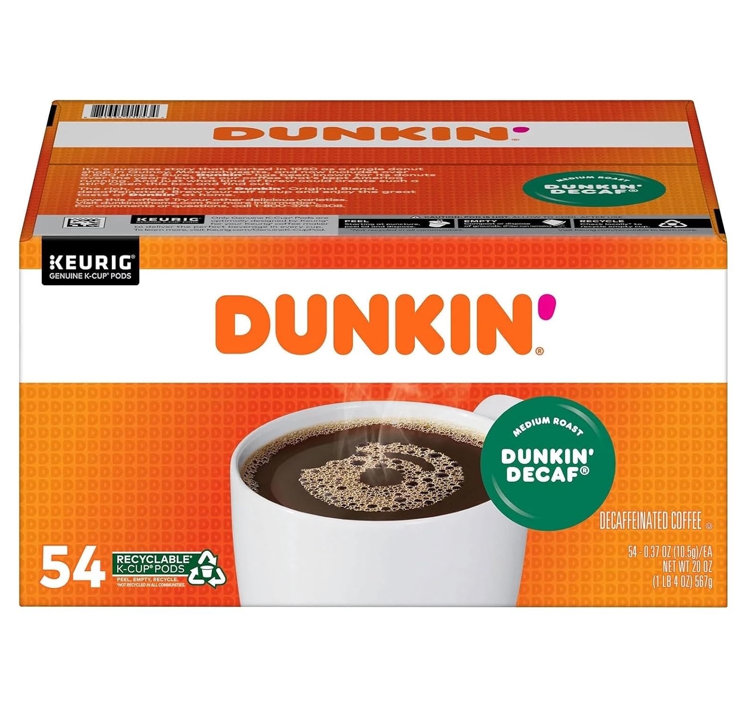 Dunkin Donuts Dunkin Decaf K-Cups (72 Count) - Packaging May Vary