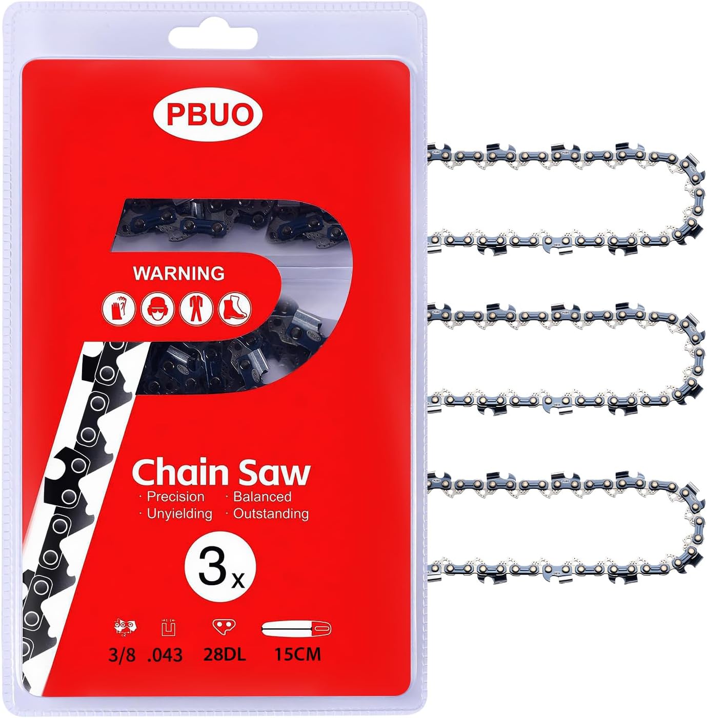 18 Inch Chainsaw Chain Replacement .325" Pitch .063" Gauge 68 Drive Links, Fits Stihl (PRE 2023 .063" Gauge) 025, MS250, MS251, 3005 008 4717-36390050068, Full Chisel, 3 Pack | P-Series