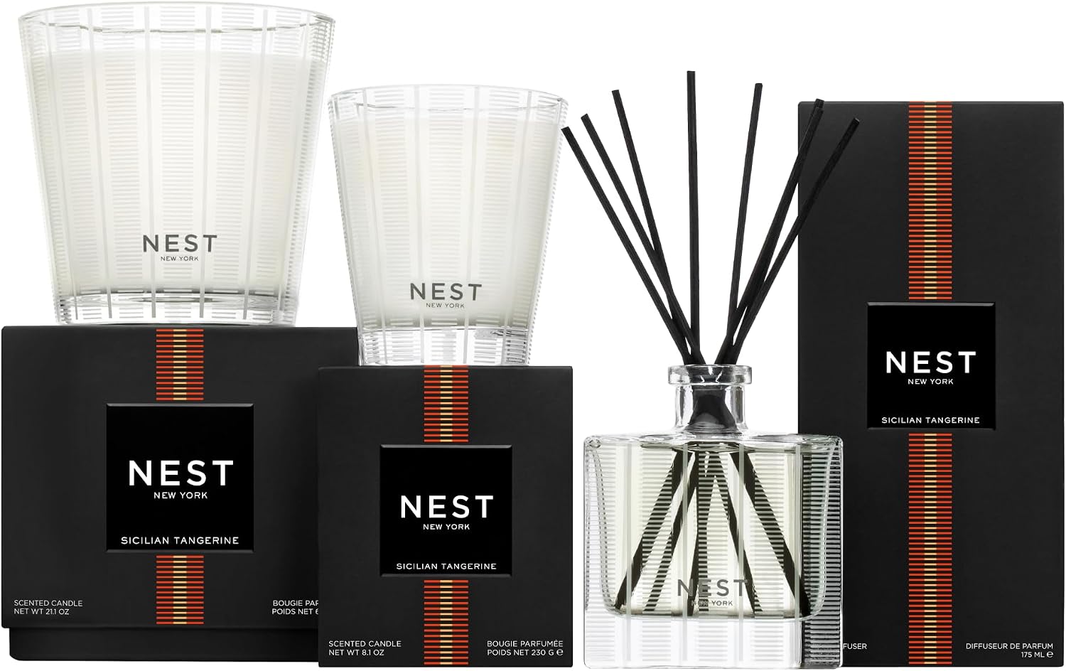 NEST New York Scented Classic Candle, Grapefruit - 8.1 oz - Up to 60-Hour Burn Time - Reusable Glass Vessel
