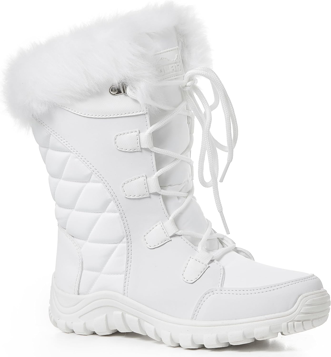 POLAR Womens Quilted Faux Fur Cuff Winter Duck Rubber Sole Durable Snow Rain Outdoor Boots