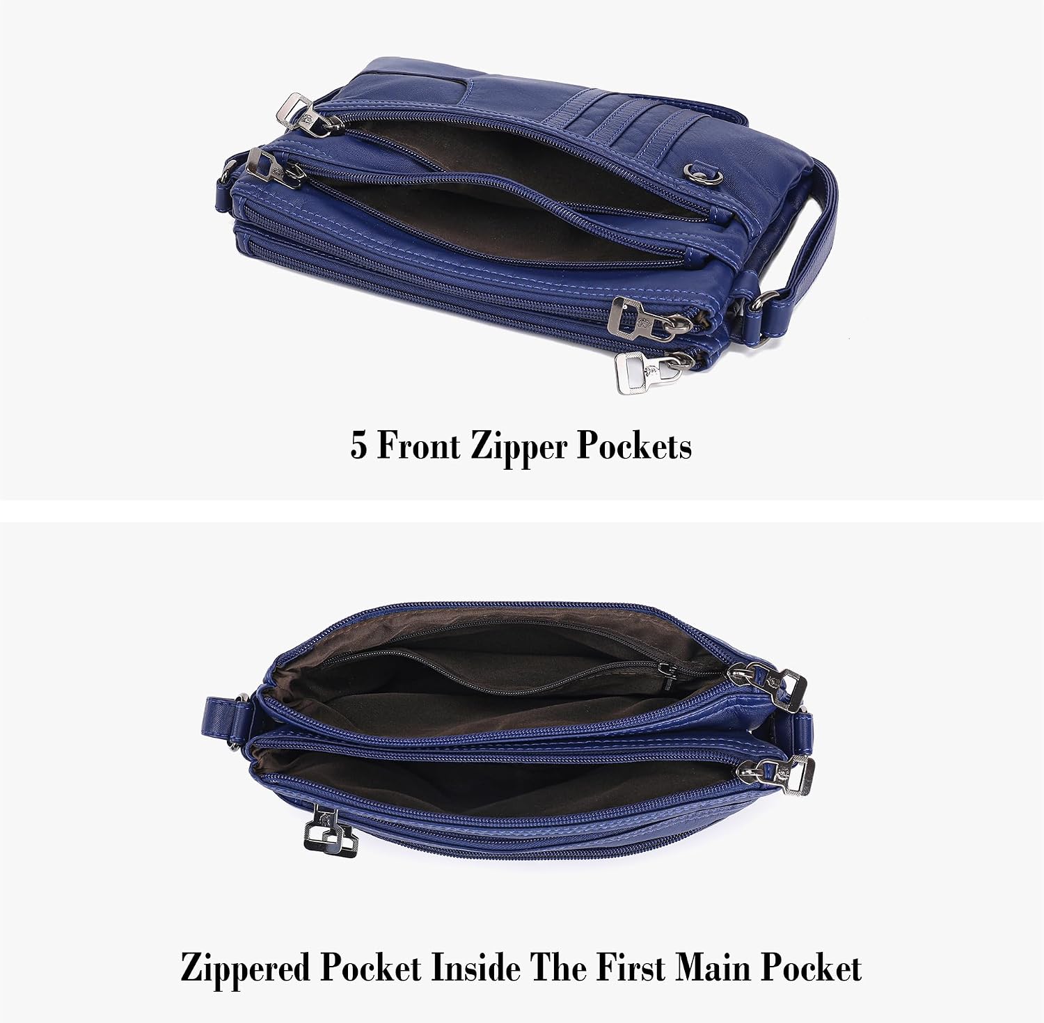 MINICAT Multi Pocket Small Crossbody Purses for Women Everyday Shoulder Bag | Lightweight Organizer, Cross body Bag with Multiple Zipper Pockets, Vegan Leather, Phone Purse for Travel Casual Daily
