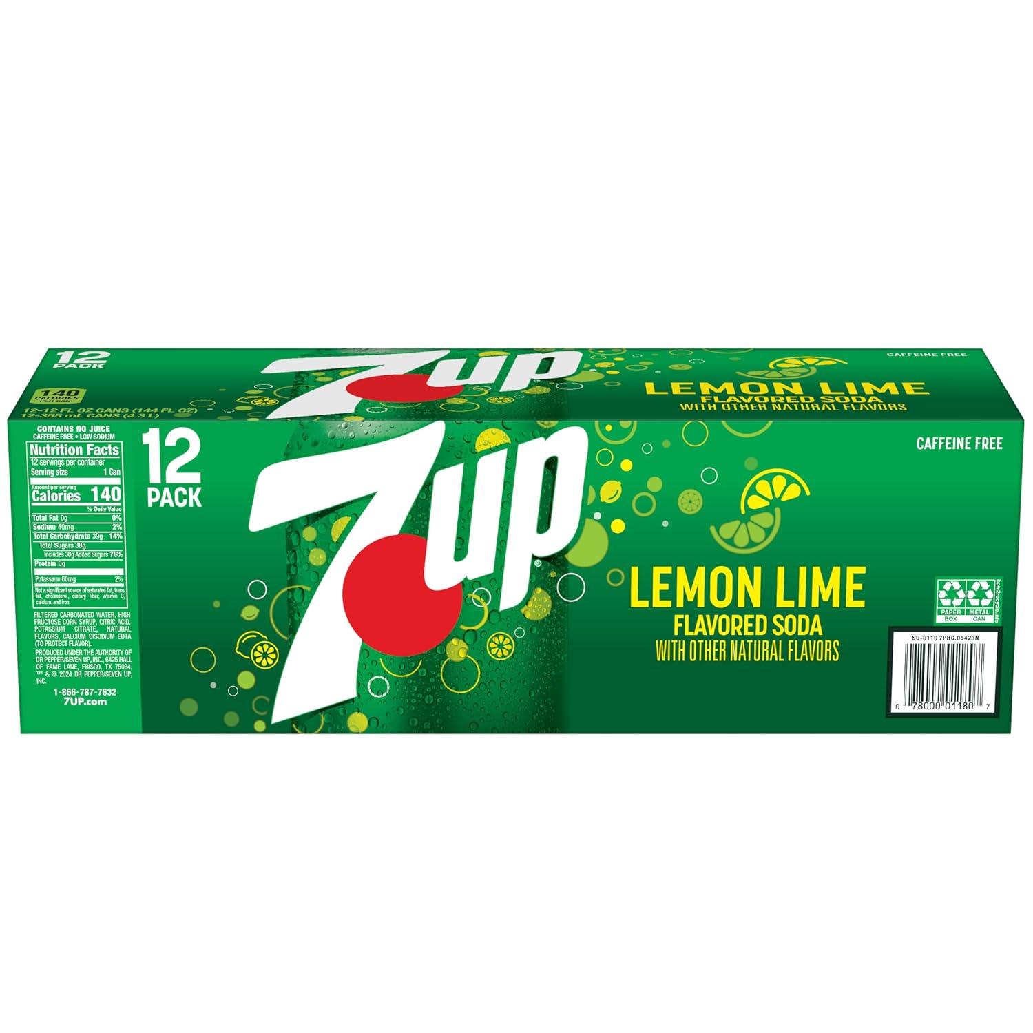 7UP Lemon Lime Soda, 12 fl oz cans, 12 pack