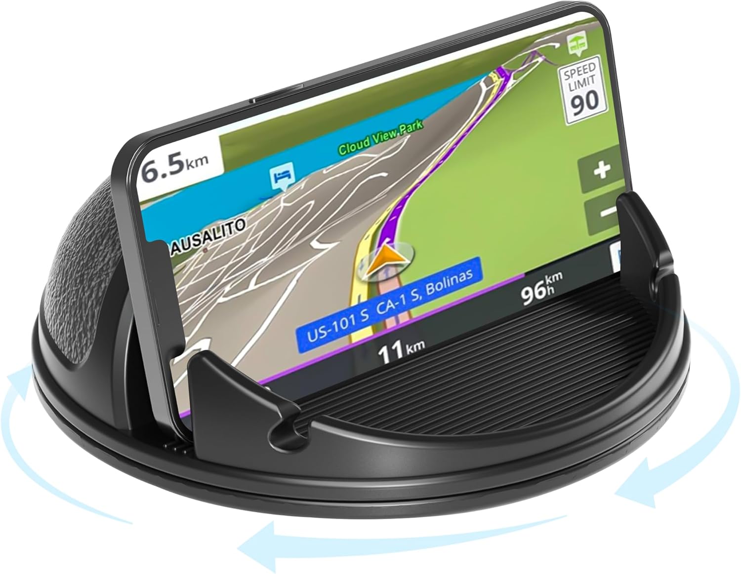 Loncaster Car Phone Holder, Car Phone Mount Silicone Car Pad Mat for Various Dashboards, Slip Free Desk Phone Stand Compatible with iPhone, Samsung, Android Smartphones, GPS Devices and More, Black