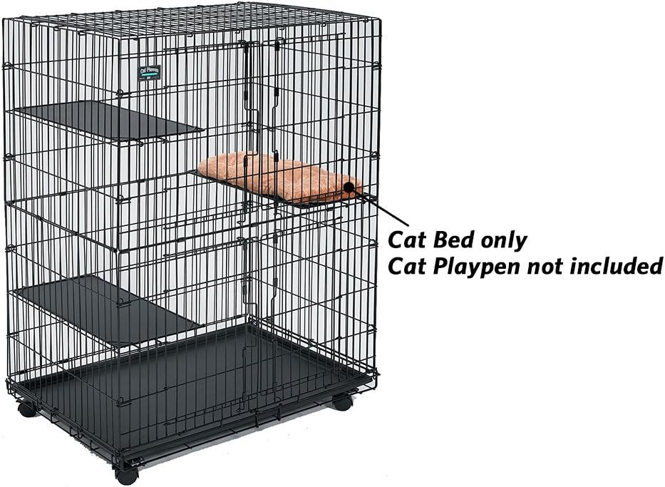 MidWest Homes for Pets Folding Metal Indoor Cat Playpen, Cage Includes Locking Wheels, 3 Platforms, Removable Tray, Plush Bed, Suited for 1-3 Cats