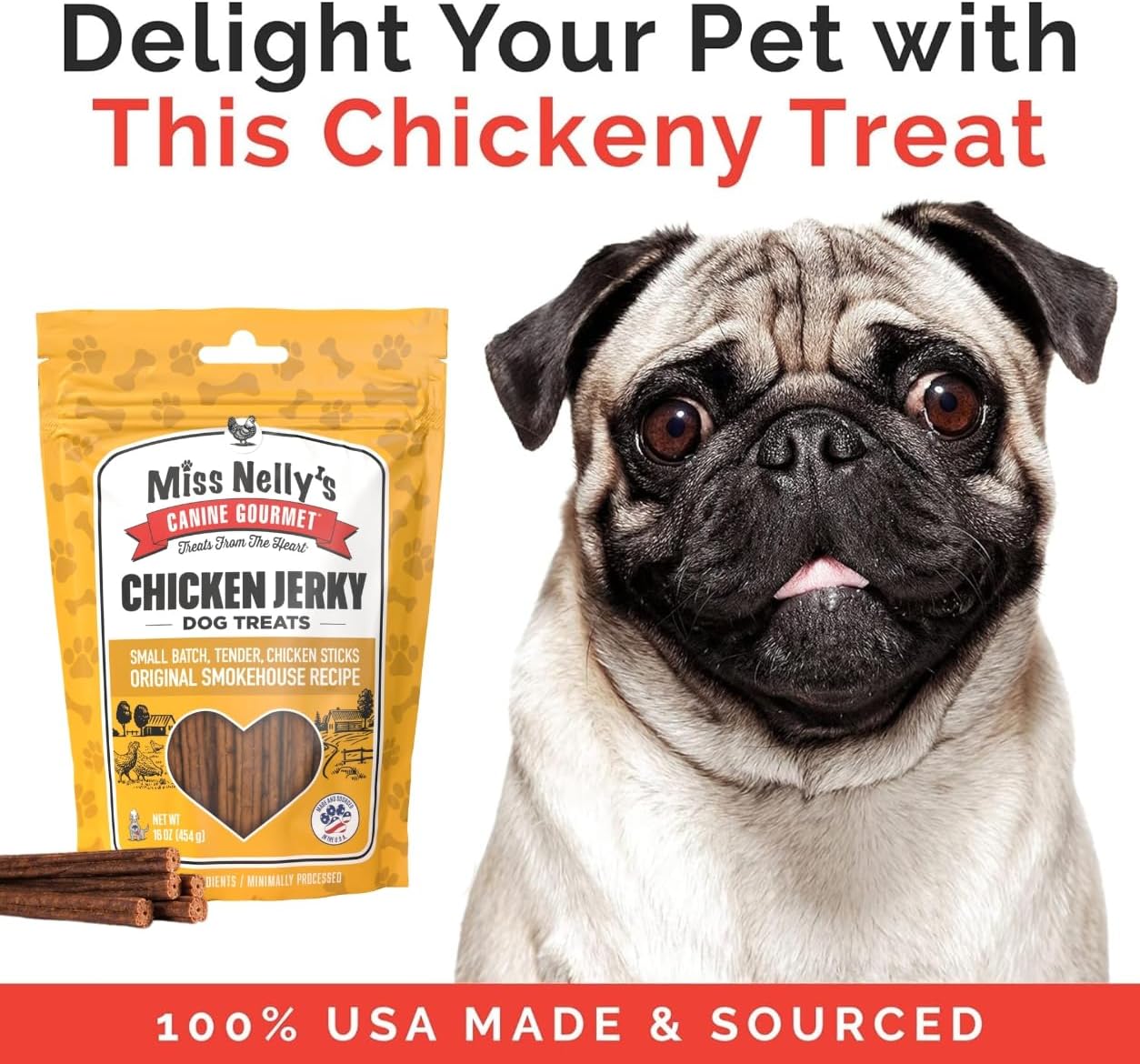 Miss Nelly's- All Natural Beef Jerky Dog Treats Made in USA Only, 16 oz Bag