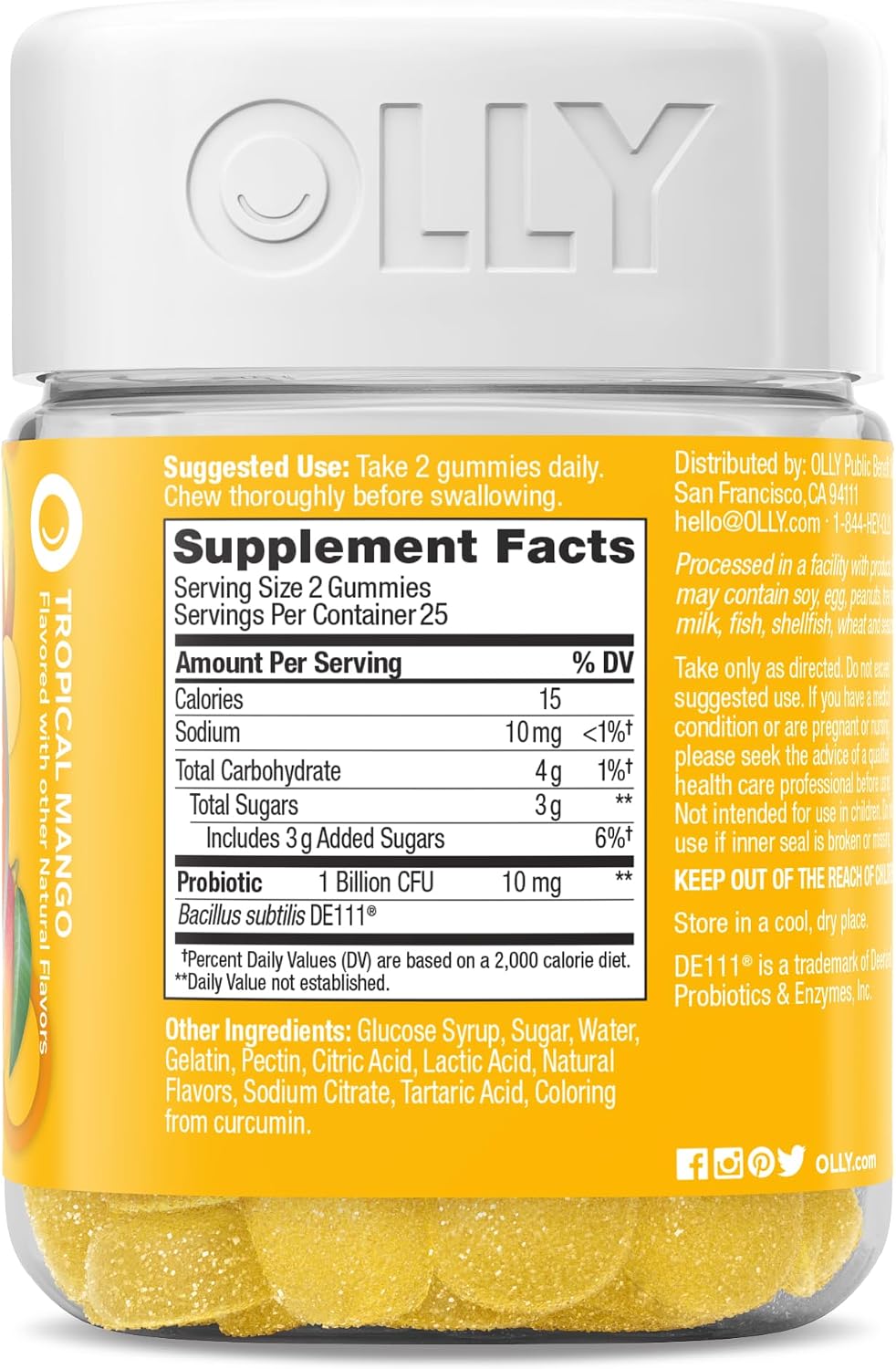 OLLY Probiotic Gummy, Immune System & Digestive Support*, Mango - 50 Count