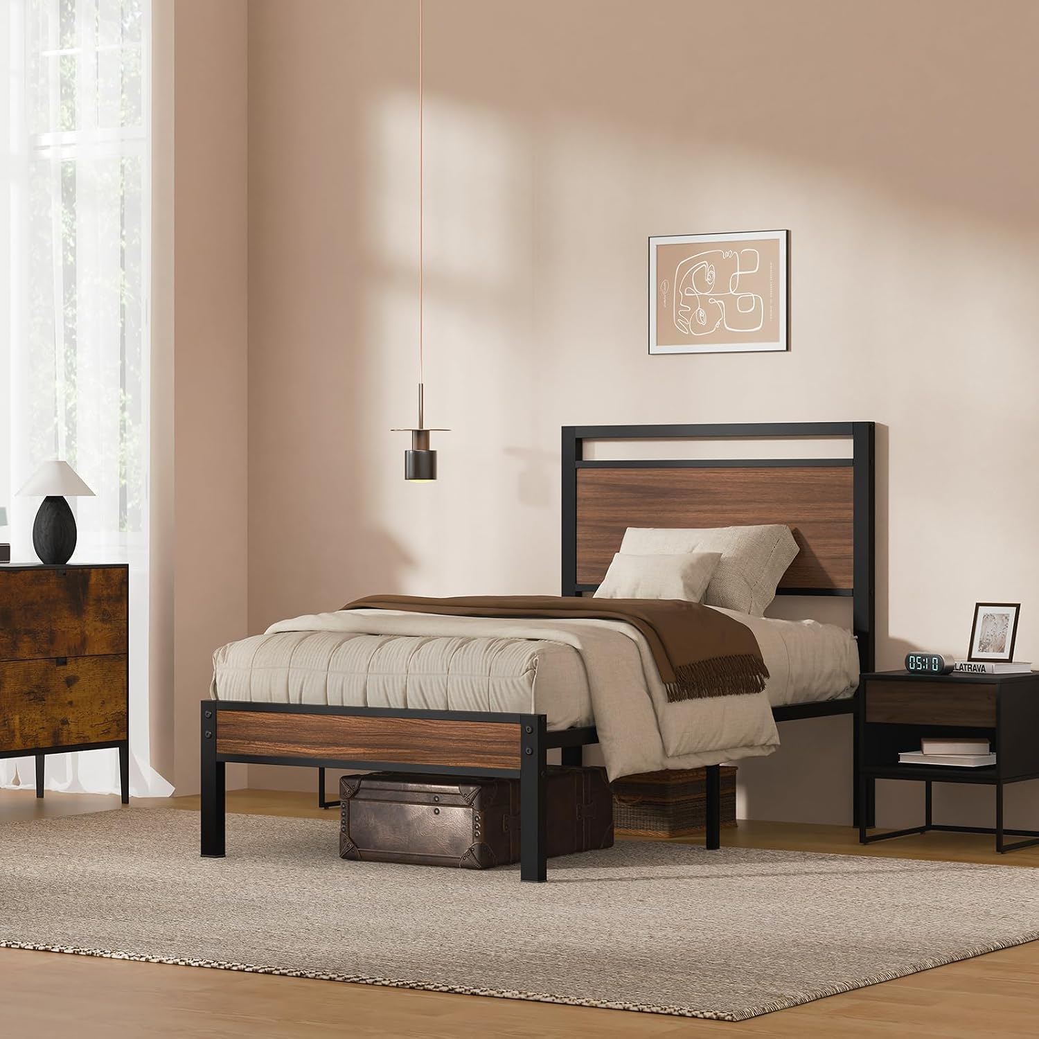 Z-hom Easy Assembly Queen Bed Frame & Headboard Footboard,Underbed Storage | Sturdy Metal Structure,Silent Anti-Slip Support,Under Bed Storage Space,No Box Spring Needed,Modern Bedroom Furniture