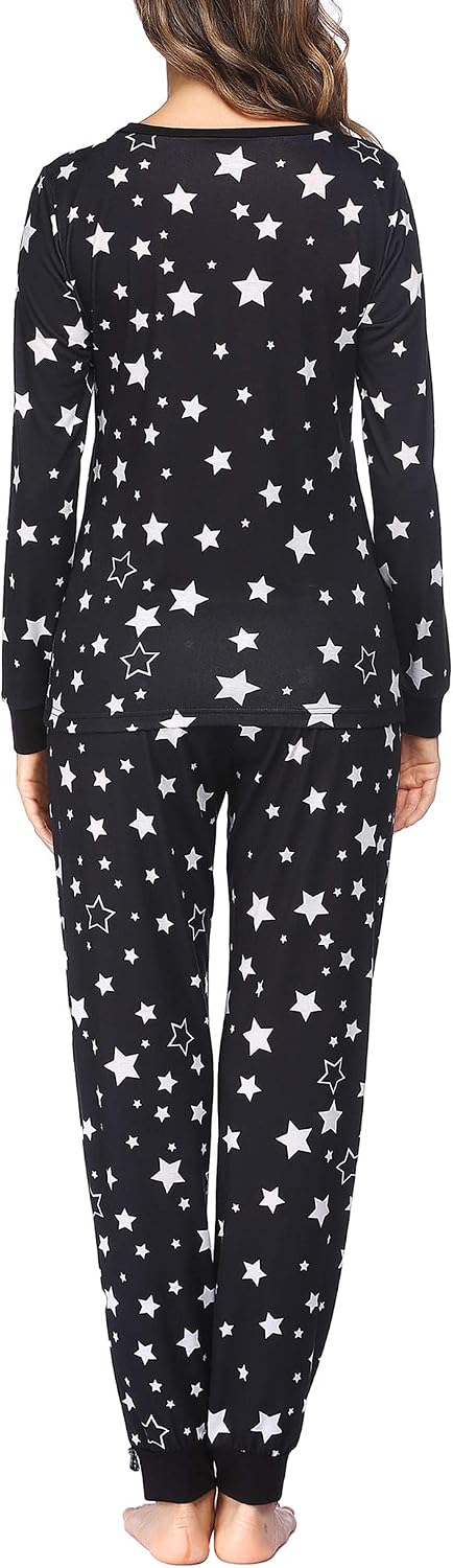 Ekouaer Womens Pajamas Sets Long Sleeve Tops with Jogger Pants
