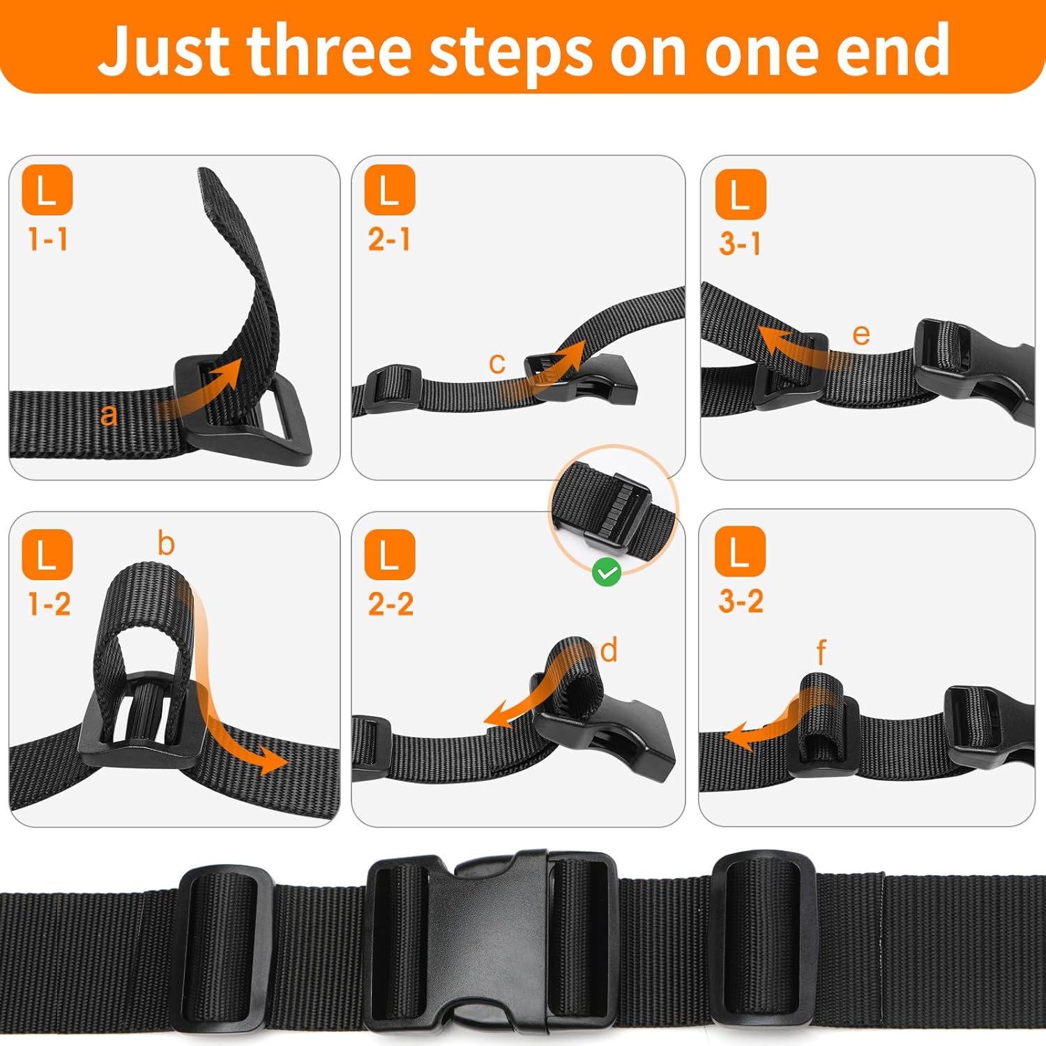 BEYOURD Buckles and Straps Set 1": 6 Yards of Thick Nylon Webbing, 6-Pack Heavy Duty Adjustable Quick Side Release Plastic Buckles