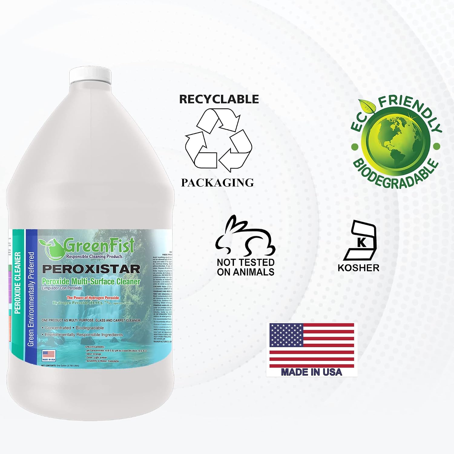 All Purpose Hydrogen Peroxide Cleaner with Citrus Fragrance [ Ultra Concentrated ] Makes 16 Gallons Ready To Use (1 Gallon)