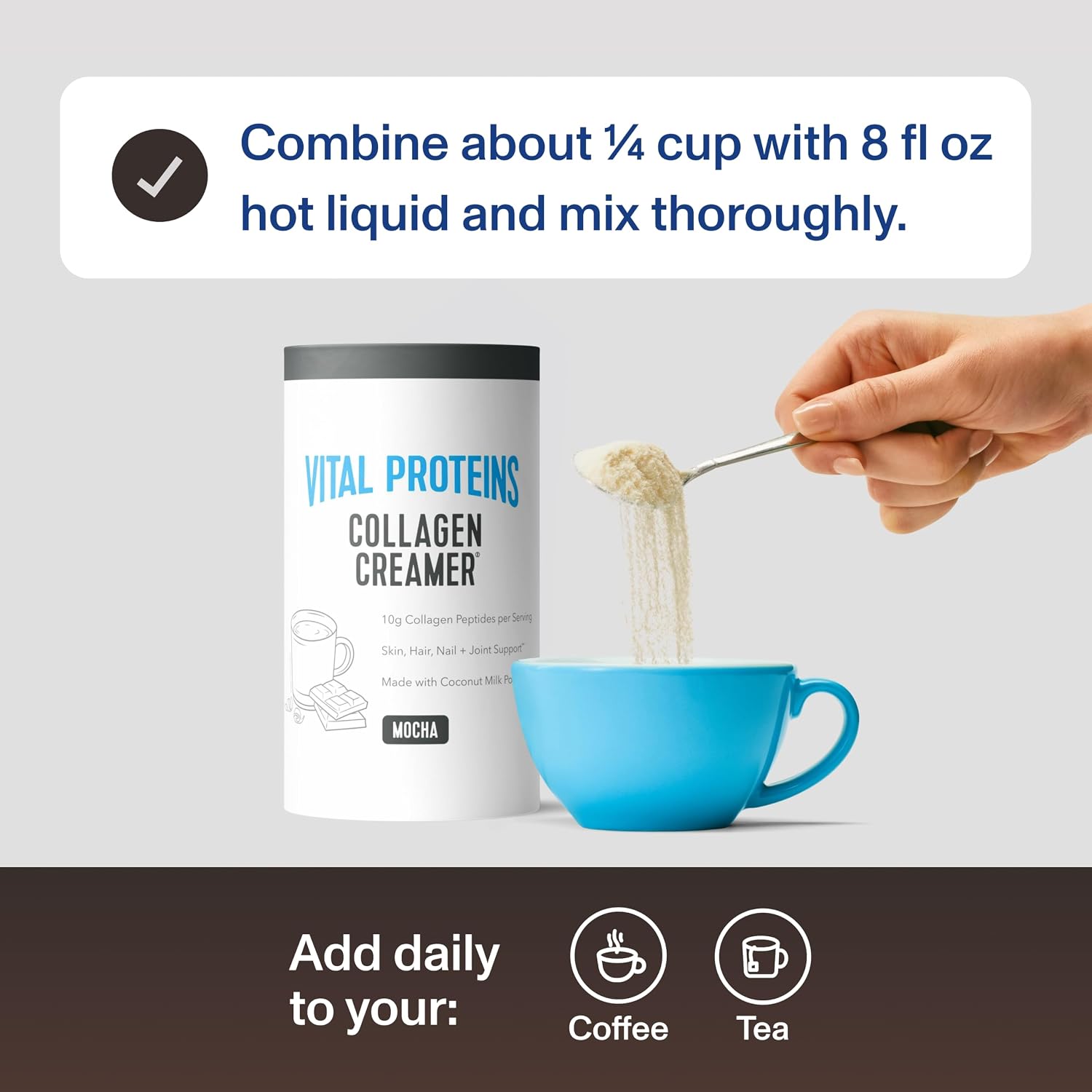 Vital Proteins Collagen Peptides Powder, Vanilla, 10.6oz | Collagen Coffee Creamer, Supports Hair Skin & Nails, Vanilla Flavor, Daily Coffee Add-In, 12 Servings