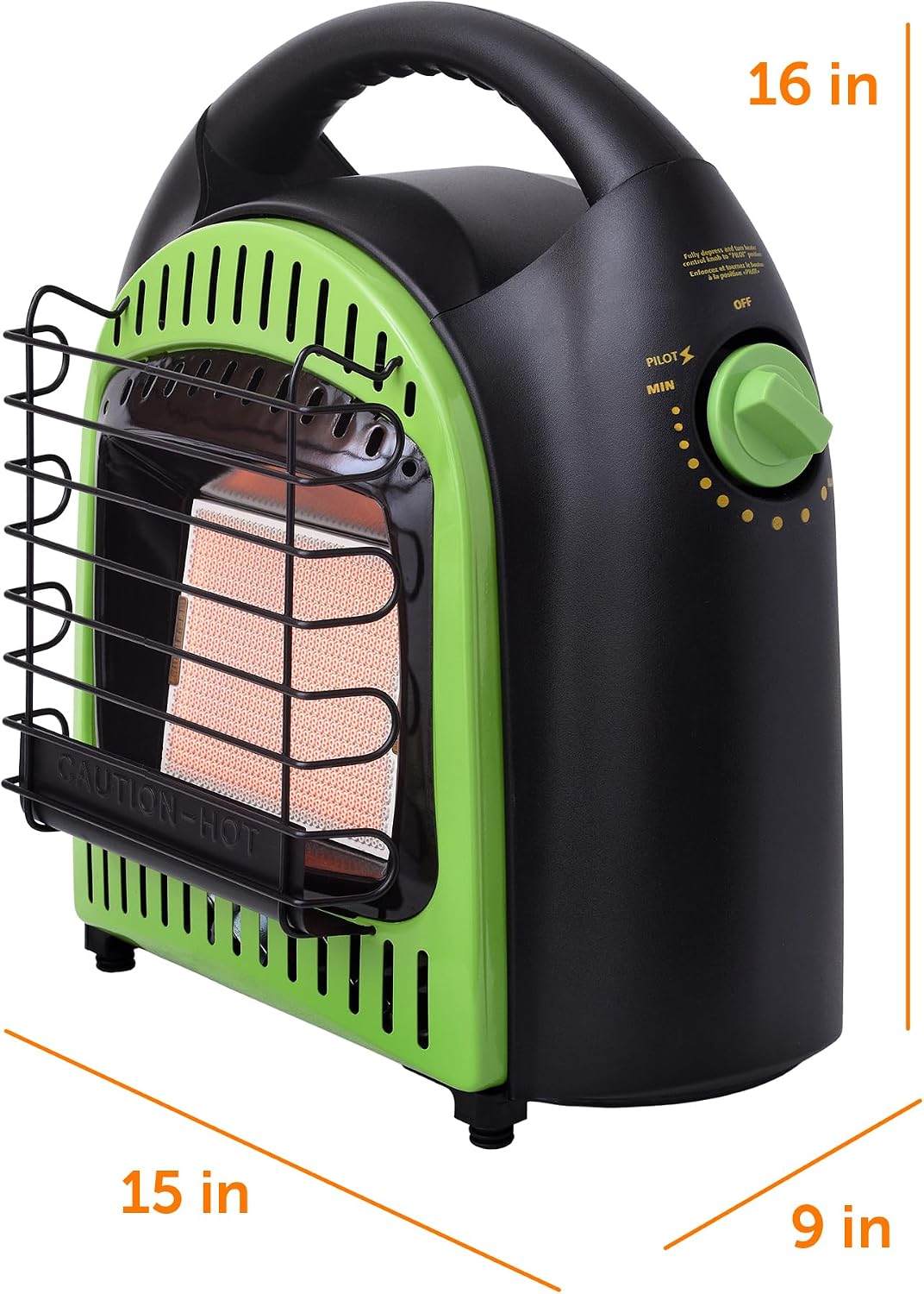Flame King YSN-CHS10 10,000 BTU Propane Space Radiant Portable Heater Indoor* & Outdoor for Camping, Garage, Ice Fishing, Patio, Green/Black 10K