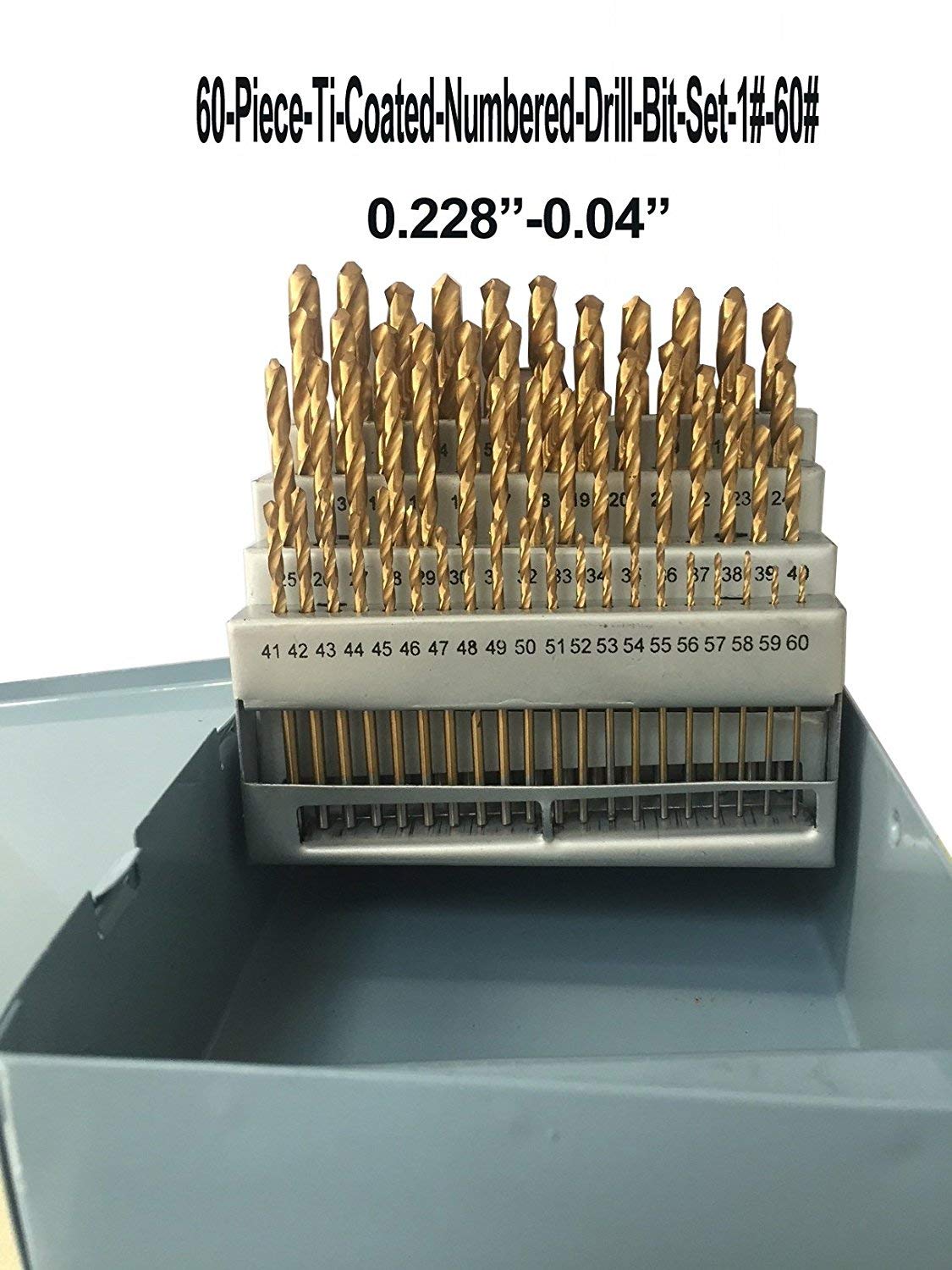 60Pc 1#-60# TiN Coated Drill Bit Set HSS Steel (0.228"-0.040") | A practical and affordable drilling bit, suitable for household use and DIY projects
