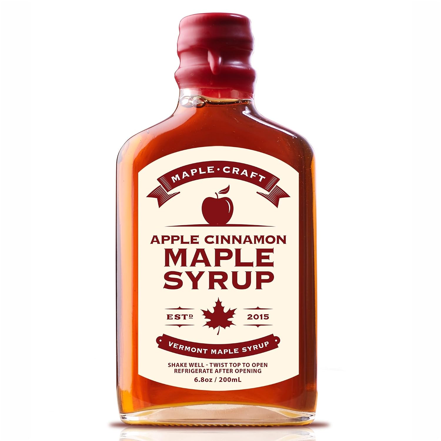 Maple Craft Foods Salted Caramel Maple Syrup – Organic Vermont Maple Syrup with Natural Caramel Flavor & Salt, Gourmet Flavored Syrup for Pancakes, Coffee, Baking and Desserts, 6.8 oz