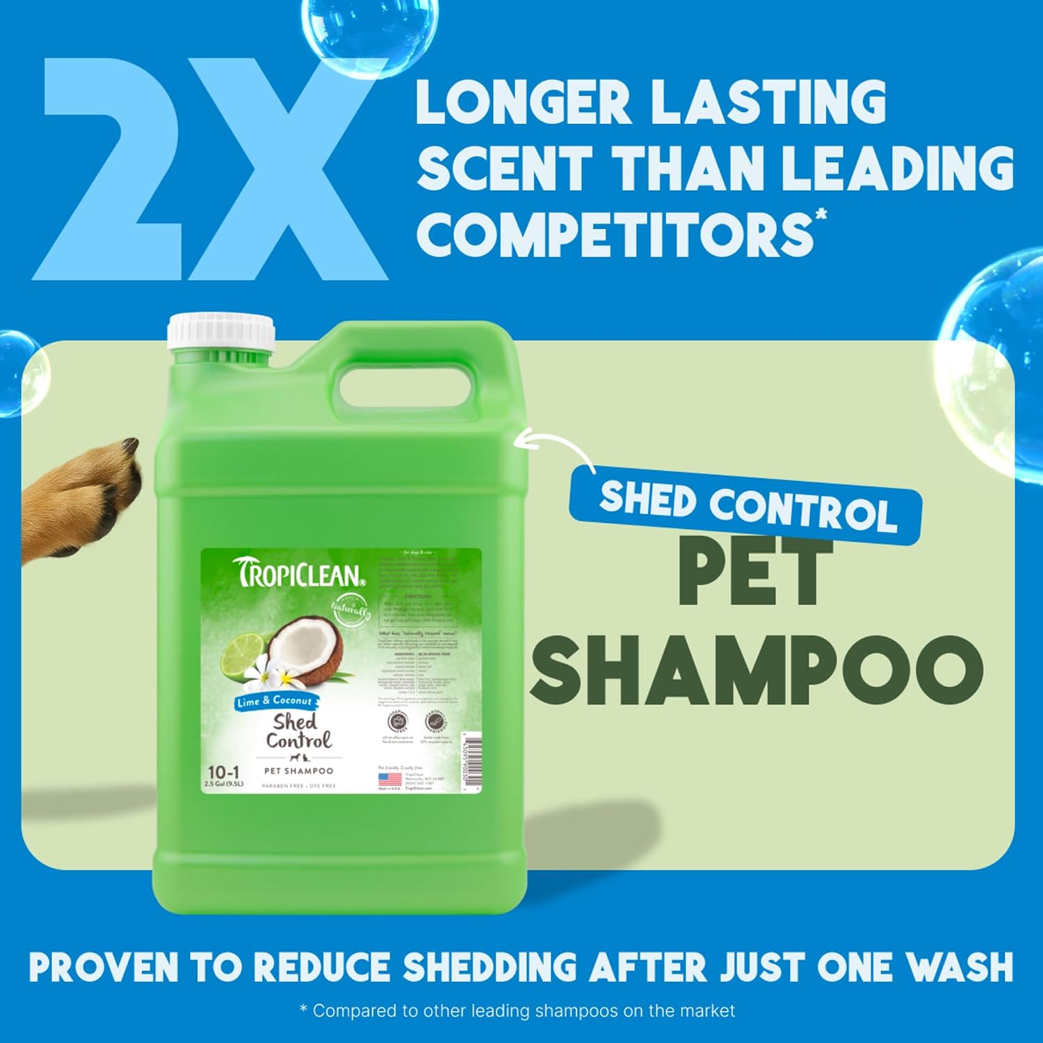 TropiClean Deodorizing Dog Shampoo, Berry & Coconut Scent, 2.5 Gallon
