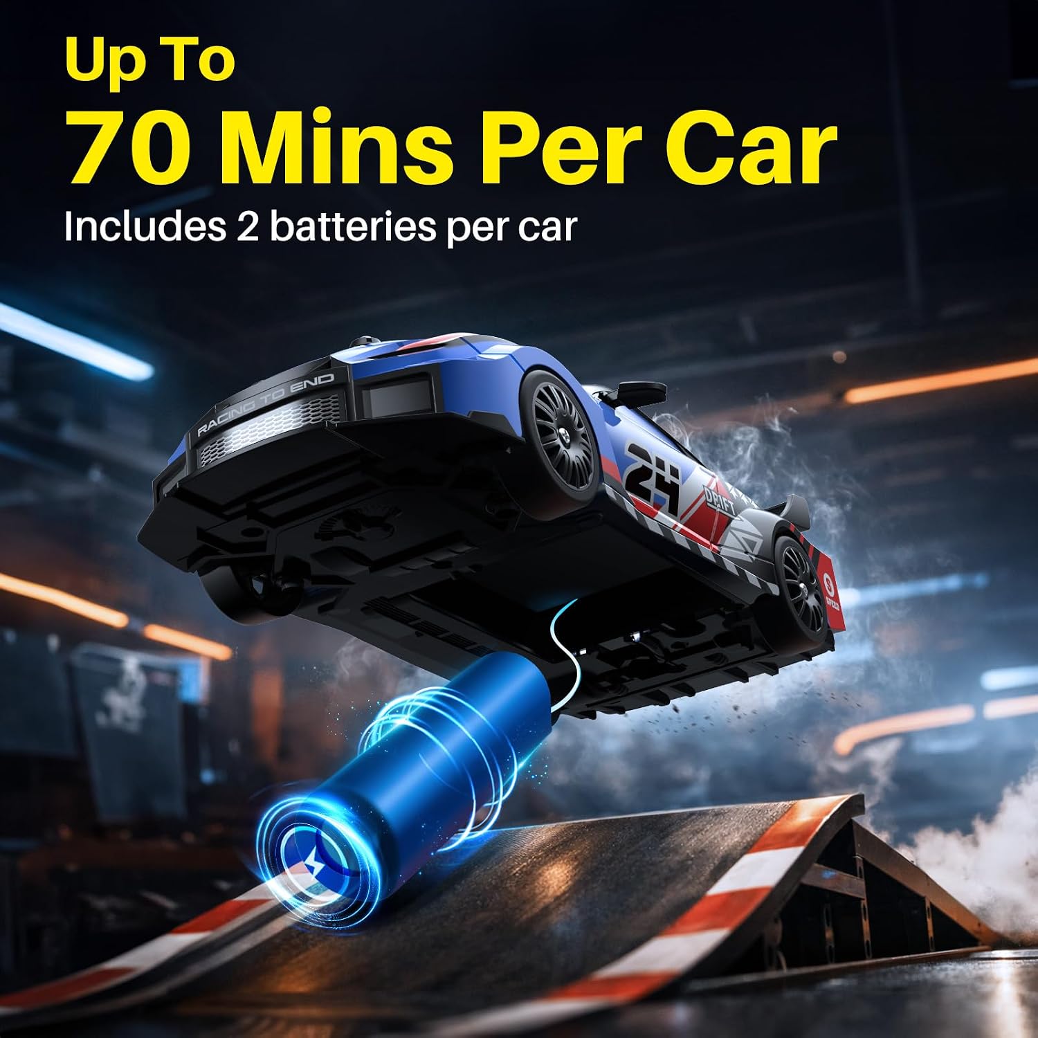 Geyiie 2 Pack RC Drift Cars for Kids, Complete 2-Player Racing Set | 1:24 Scale, LED Lights, 4 Batteries, Drift and Grip tires