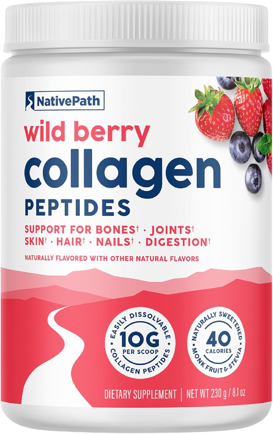 NativePath Collagen Peptides, Wild Berry, Grass-Fed, 20 Servings