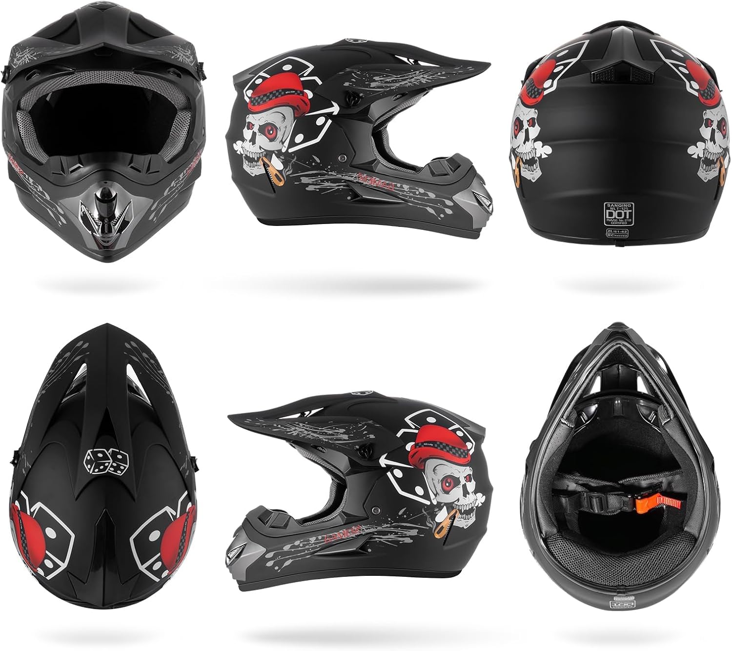 Youth Kids Dirt Bike Motocross Helmet (Goggles Gloves Face Mask) 4PCS Set, DOT Approved Full Face Motorcycle Helmets