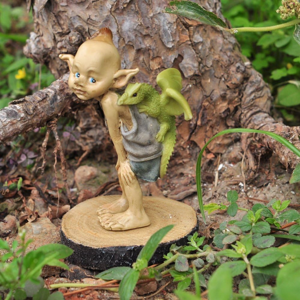 Top Collection Miniature Fairy Garden and Terrarium Statue, Mini Dragon, Green