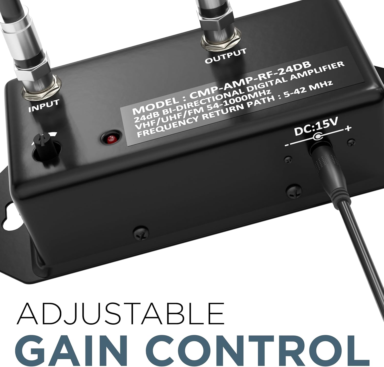 THE CIMPLE CO - TV Antenna Amplifier Kit with Coax - Digital TV Signal Booster with RG6 Coaxial Cable - Adjustable Gain, 24 dB Distribution, NTSC
