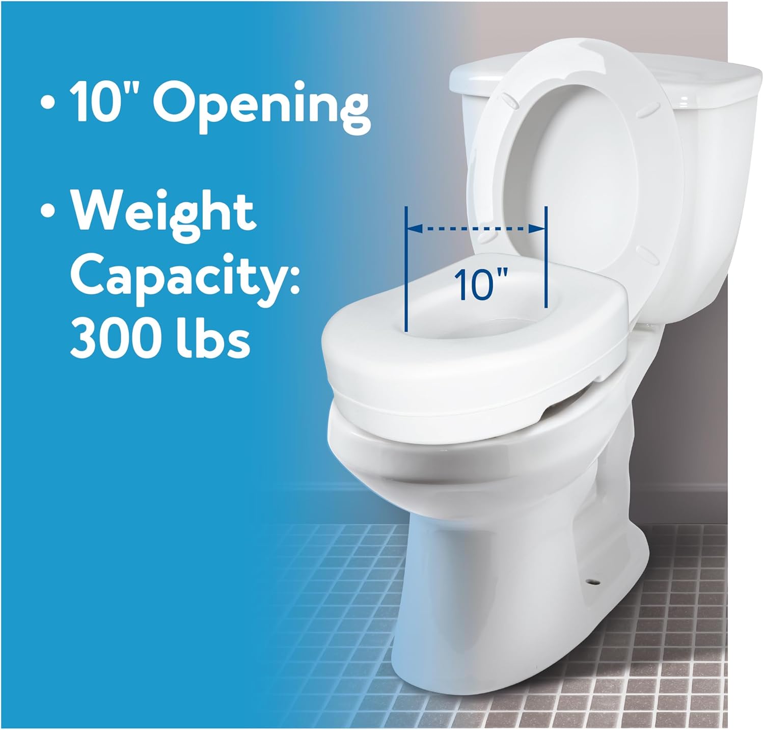 Carex Toilet Seat Riser, Adds 5 Inches of Height, Elevated and Raised Toilet Seat with 300 lbs Capacity, Standard Riser for Elderly and Handicap