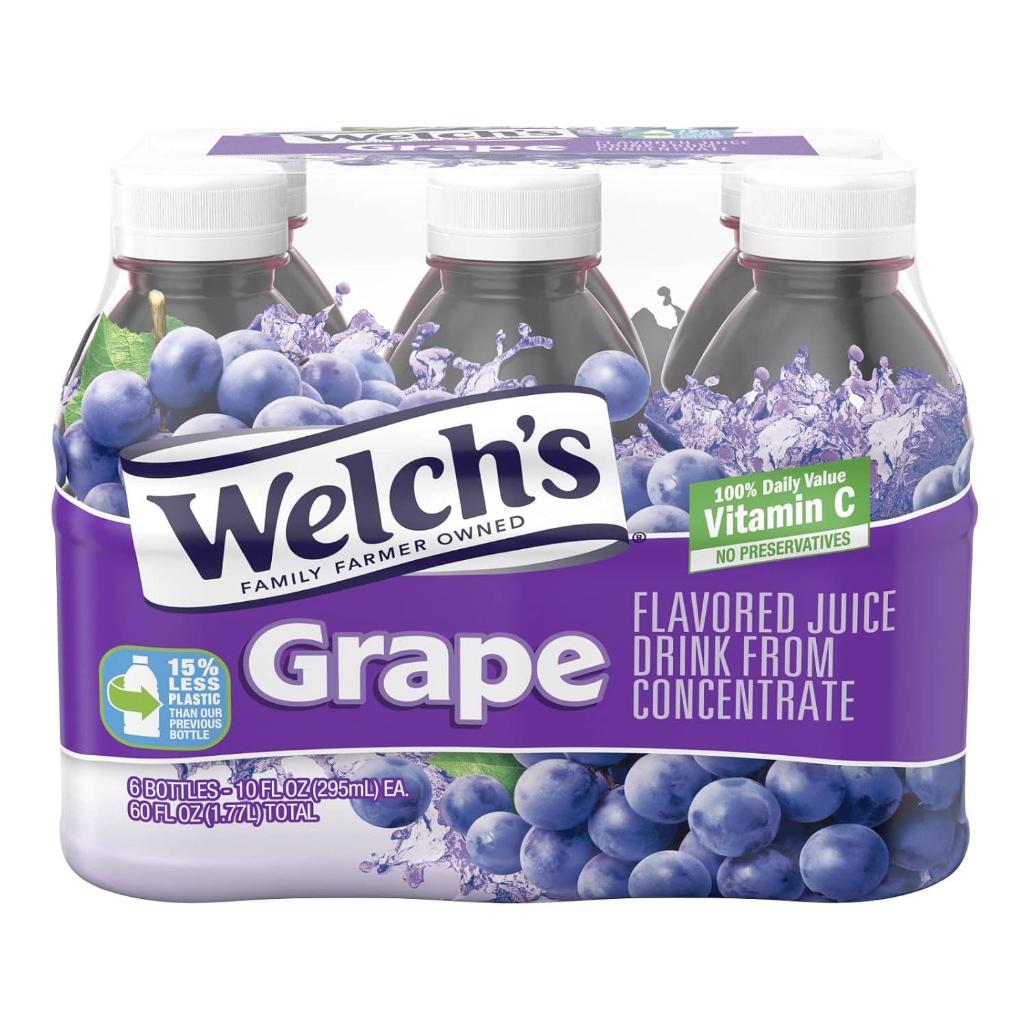Welch's Juice Cocktail, No Preservatives, Concord Grape, 16 Ounce (Pack of 12)