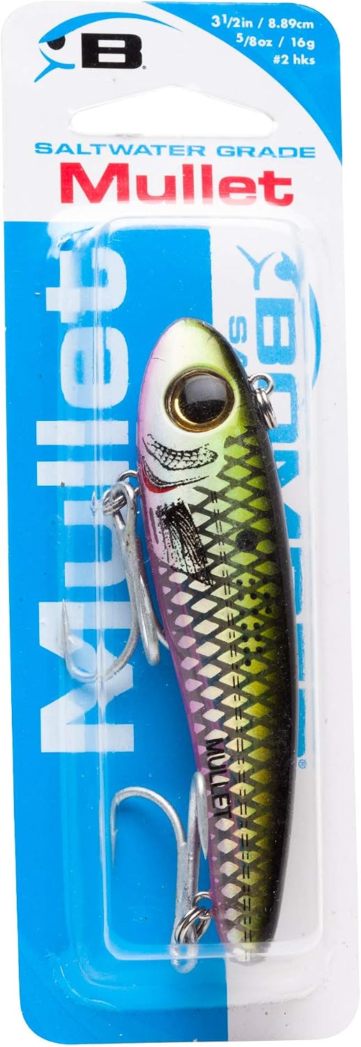 Bomber Lures Mullet Slow-Sinking Twitch / Walking Saltwater Fishing Lure - Excellent for Speckled Trout, Redfish, Stripers and More, 3 1/2 Inch, 5/8 Ounce