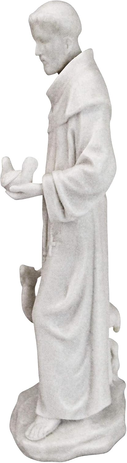 Design Toscano Francis of Assisi Blessing Religious Garden Decor Statue with Bird Bath Feeder, 19 inches Tall, Cast Stone Resin, Gray Stone Finish