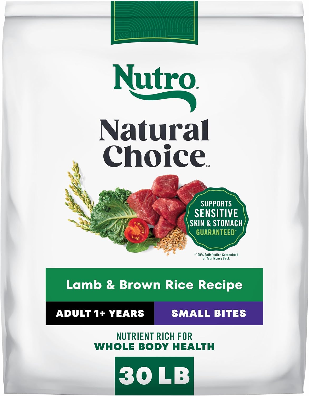 Nutro Natural Choice Small Bites Dry Dog Food, Lamb & Rice, 5 lb | Non-GMO, Real lamb #1 ingredient, no corn, wheat, soy, crafted in USA, supports energy, bones, muscles, dental health, skin