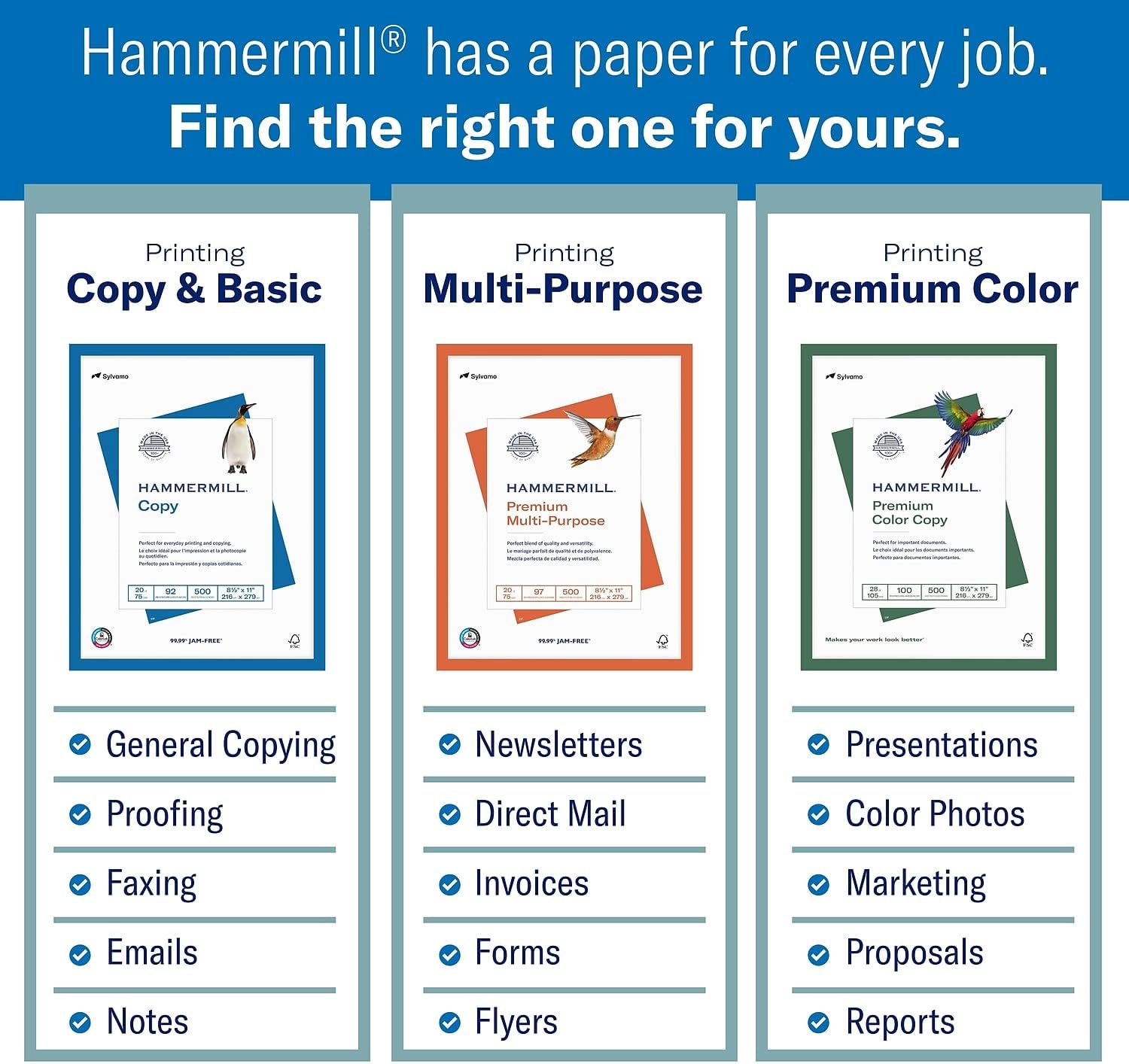 Hammermill Printer Paper, Premium Laser Print 24 lb, 8.5 x 11-5 Ream (2,500 Sheets) - 98 Bright, Made in the USA, 104640C