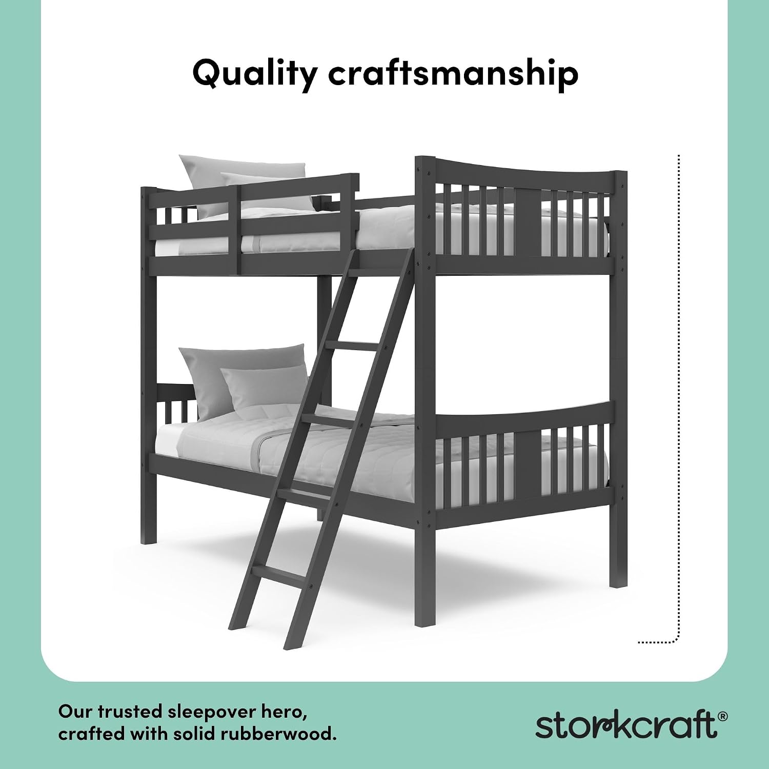 Storkcraft Caribou Twin-Over-Twin Bunk Bed, Navy | GREENGUARD Gold Certified, Wood Twin Bunk Beds for Kids Bedroom, Converts to 2 Individual Twin Beds, No Box Spring Required