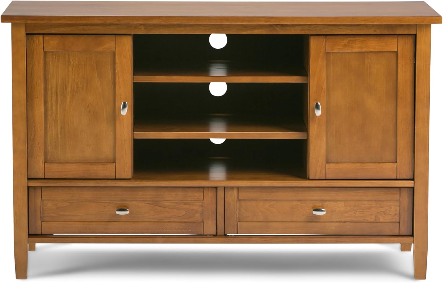 SIMPLIHOME Warm Shaker 47" Wide Solid Wood TV Stand in Light Golden Brown