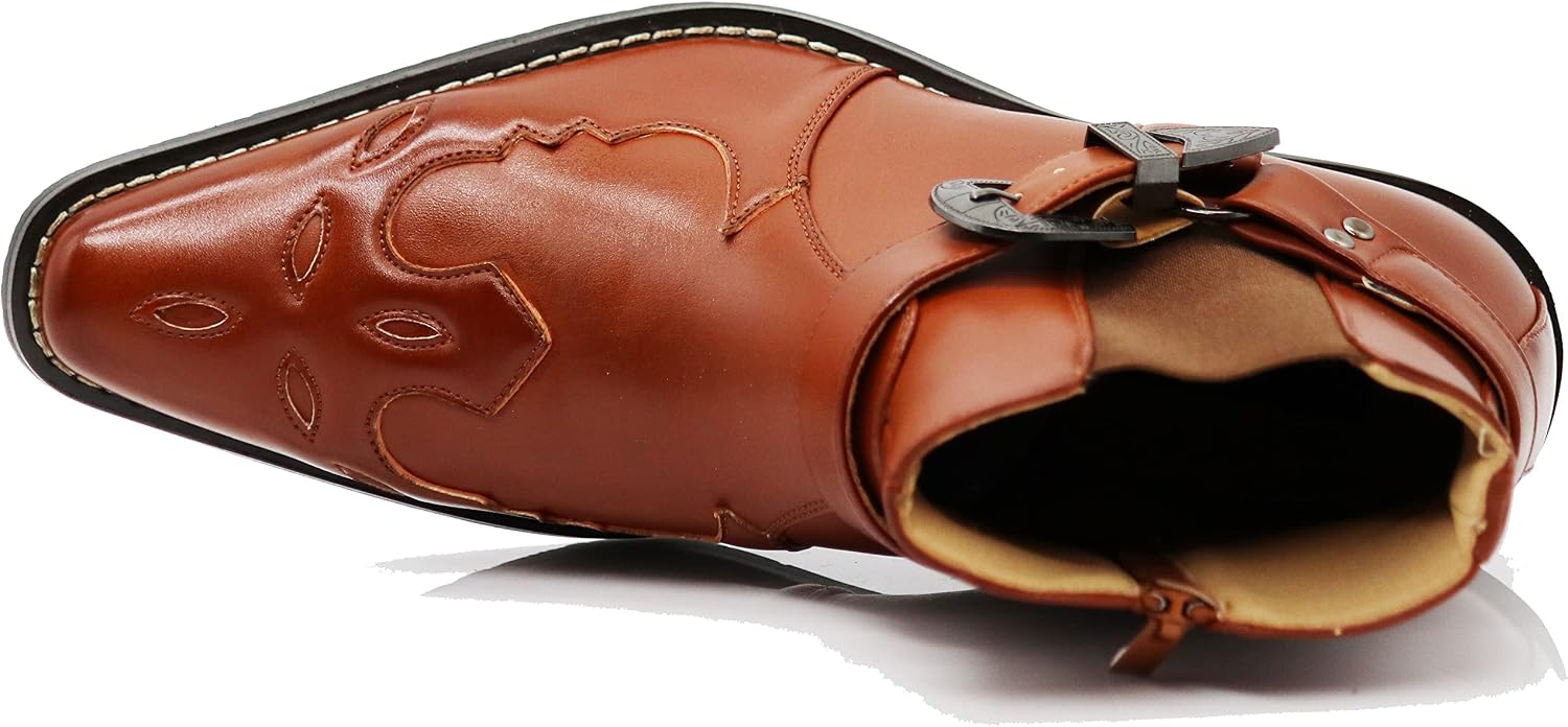 Enzo Romeo WT11 Men's Western Cowboy Motorcycle Ankle Boots