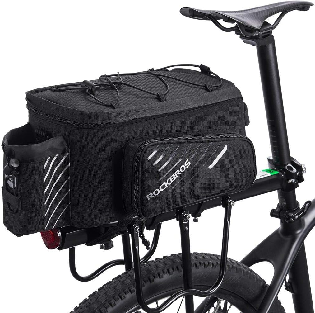 ROCKBROS 15L Bike Rear Rack Bag Pannier Trunk Bag with Rain Cover | Large Capacity Storage Bag Detachable Shoulder Strap Bicycle Trunk Rear Rack Bag Fits All Bikes E-bikes for Daily Cycling
