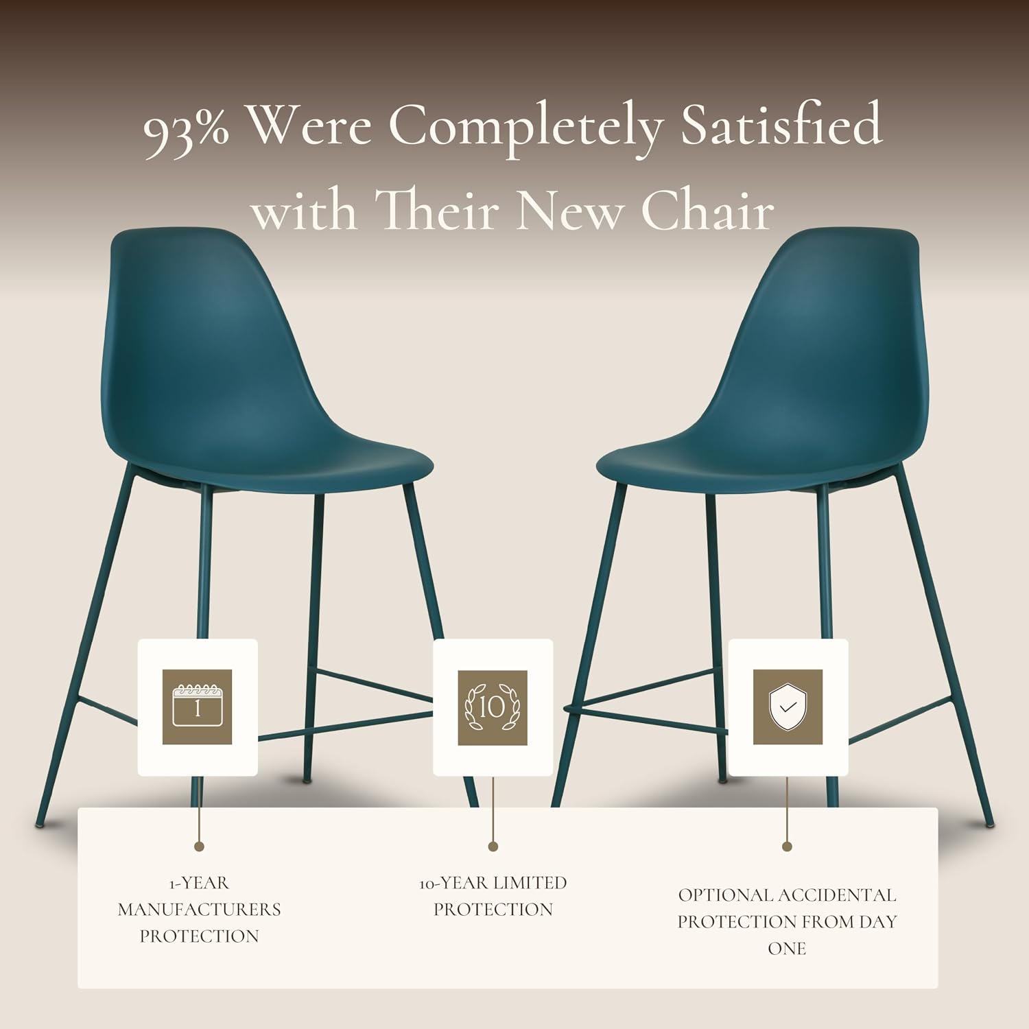 Poly & BARK Isla Modern Kitchen Chairs Set of 4 - Plastic Dining Chair with Metal Legs - Quick Assembly Simple Cafe Chairs Plastic for Indoor or