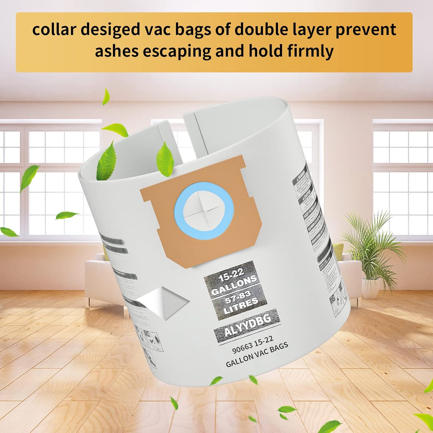 5 PCS Shop Vac Bags 5-8 Gallon Type E/H 90661 90671 Vac Bags by ALYYDBG