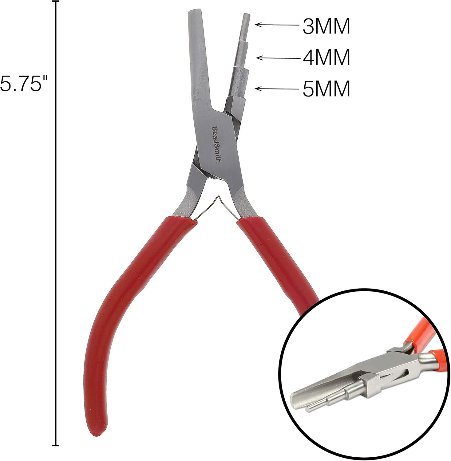 The Beadsmith 3-Step Round/Concave (Hollow) Pliers – Creates 3-4-5mm Loops – Wire Looping and Wire Bending Plier – 6 inches – Steel Head &