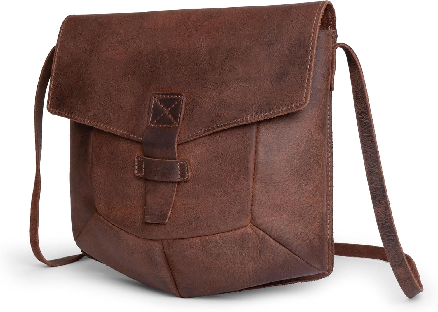 Hide & Drink, Prisma-Shaped Shoulder Bag, Vintage Purse, Messenger and Crossbody Bag, Full Grain Leather, Handmade