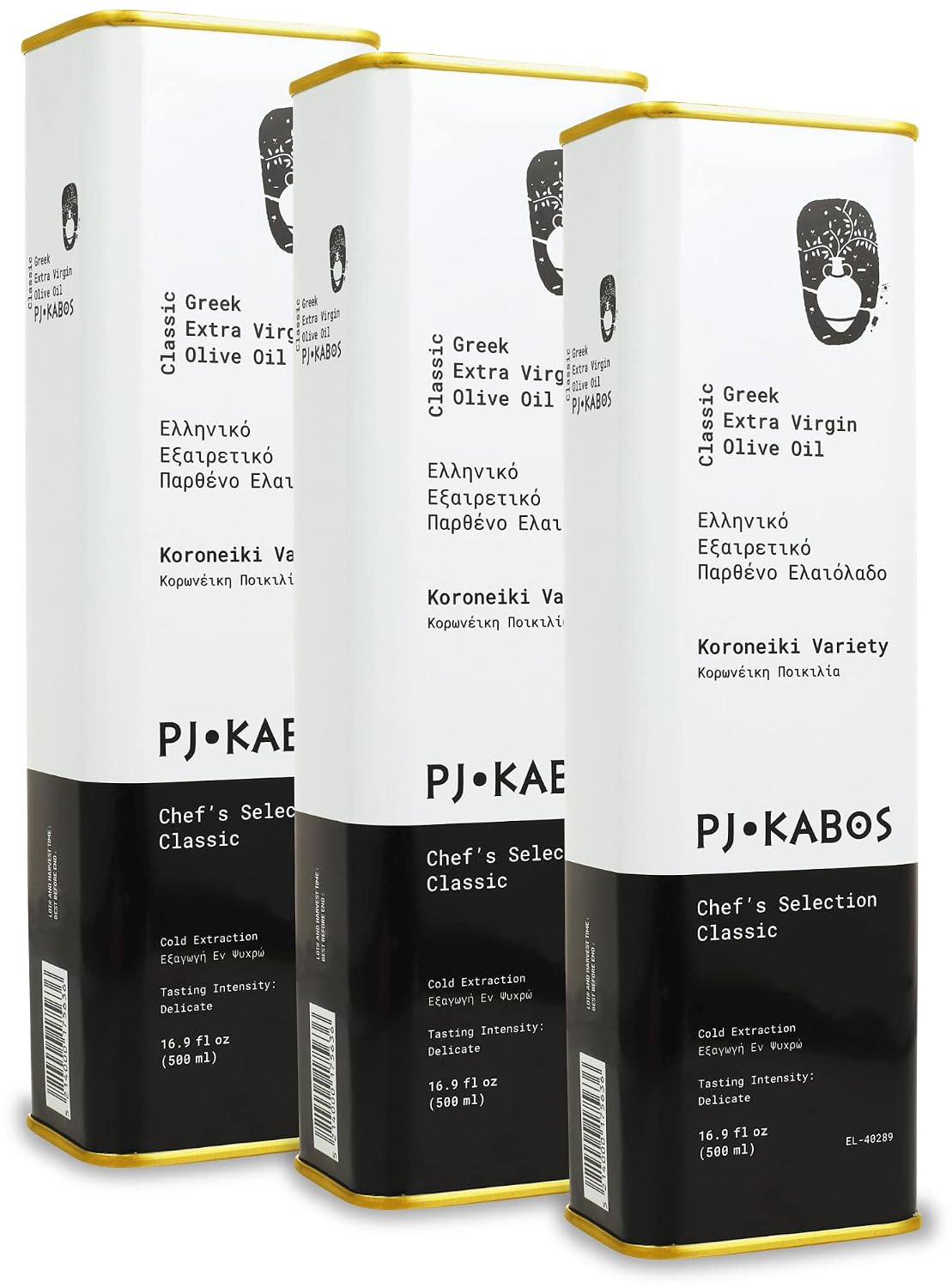 P.J. KABOS 2025/26 Harvest, Everyday Greek Extra Virgin Olive Oil, Kosher, Greece, Cold Extracted, 16.9 oz Tin, Koroneiki