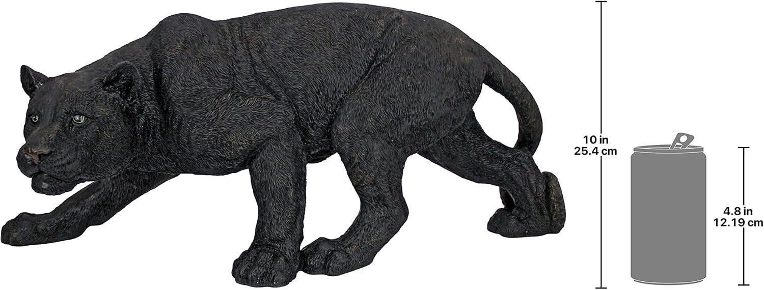 Design Toscano Shadowed Predator Black Panther Garden Statue, Medium 26 Inch, Polyresin, Black