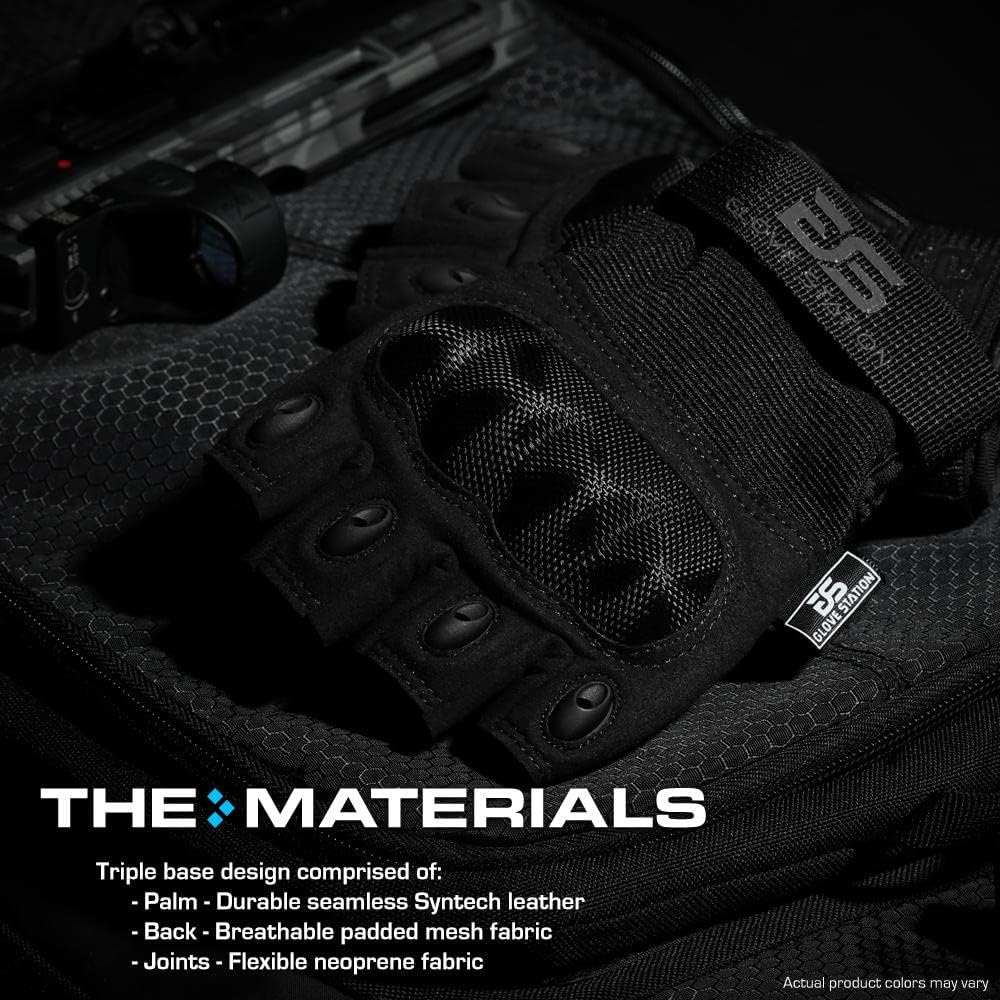 Glove Station Fingerless Knuckle Motorcycle Gloves, TACHK200