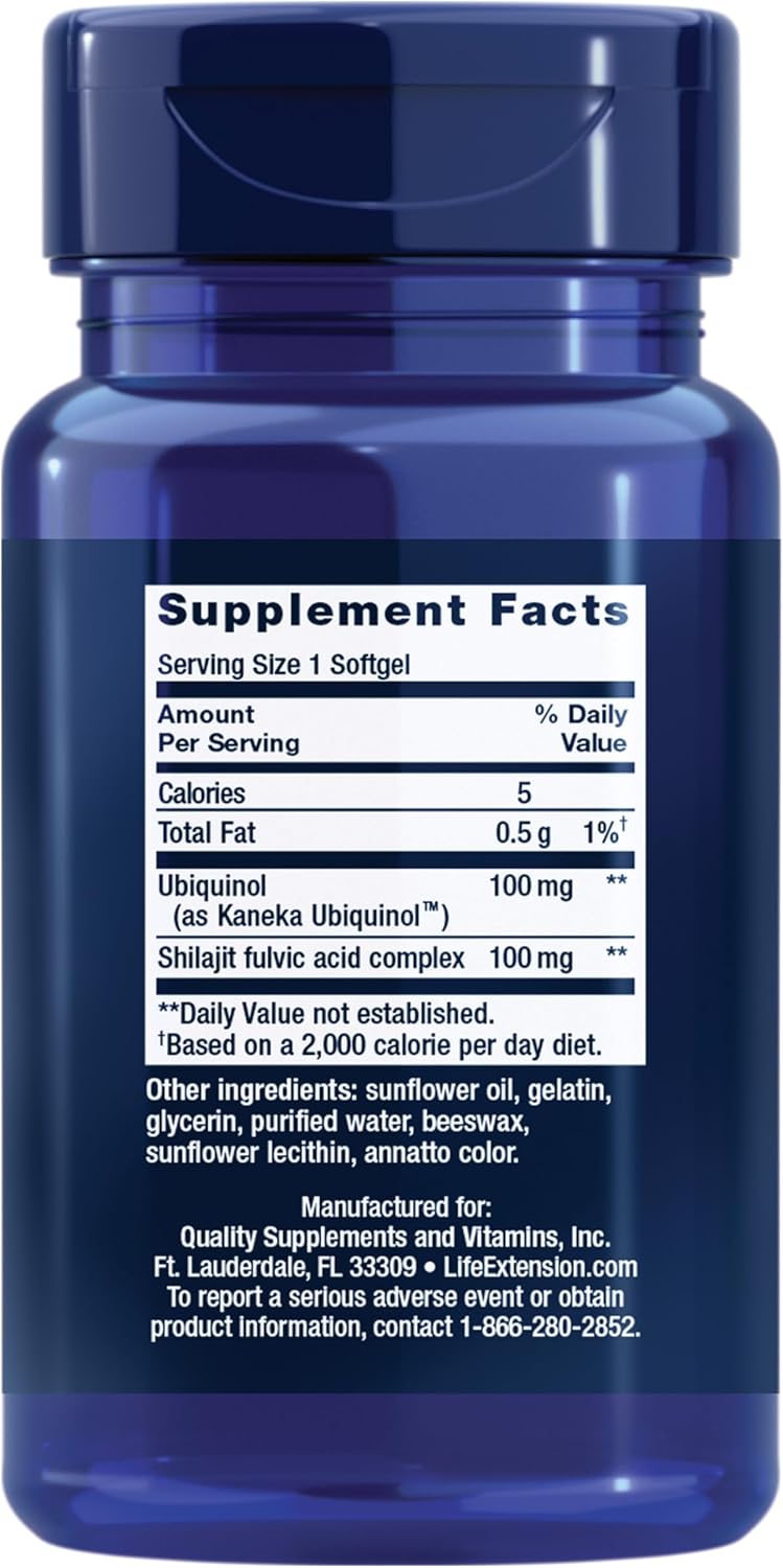 Life Extension Super Ubiquinol CoQ10 with Enhanced Mitochondrial Support, Heart Health Supplement, Maximum Absorption, 50 mg, Non-GMO, Gluten-Free, 30 softgels | Ultra-Absorbable Ubiquinol CoQ10 with Shilajit for Heart Health & Cellular Energy Production…