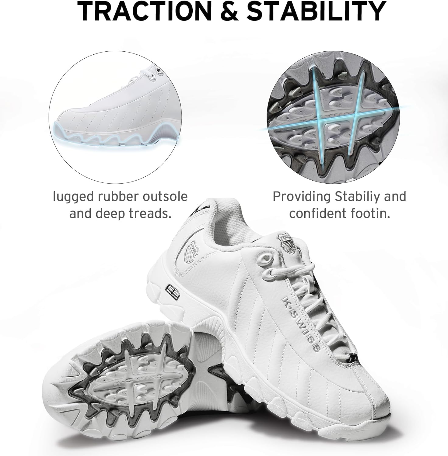 K-Swiss Men's ST329 CMF Sneaker, Wide Tennis Walking Shoes Leather Upper | Court Inspired, Tennis Heritage, Comfort Soft Cushioning, Arch Support, Wide Feet Fit, Chunky Silhouette, Classic Style.