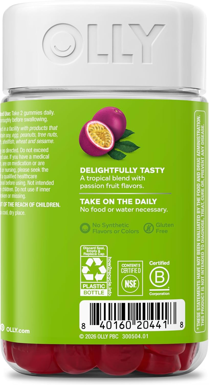 OLLY Daily Energy Gummy,Vitamin B12, CoQ10, Goji Berry - 60 Count